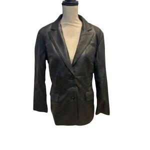 Women’s Real Leather Black Leather Blazer. Size XL